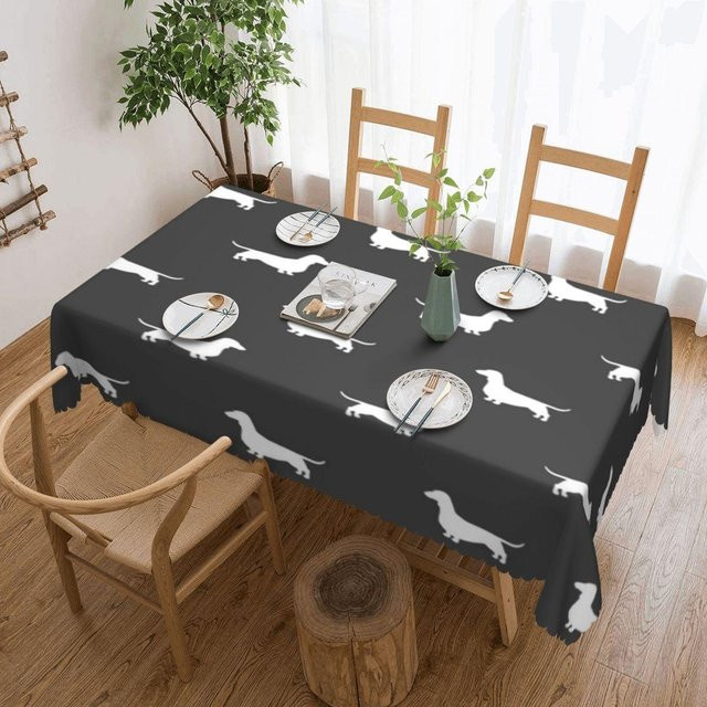 Wasserdichte rechteckige Tischdecke JINGYUE Pet mit Pablo Picasso Wilder Wiener Dog Dackel Design in Schwarz, B/T: 137 x 183 cm - Bild 1