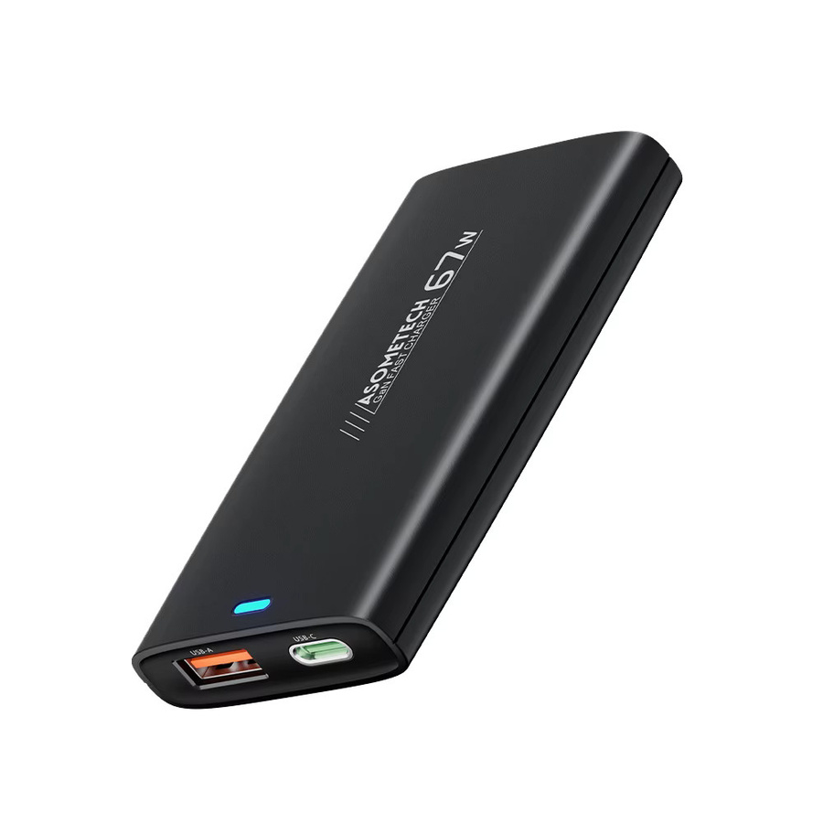 ASOMETECH 67W GaN USB-C-Ladegerät in Schwarz mit PD3.0 und PPS für iPhone, Samsung und Macbook - Bild 1