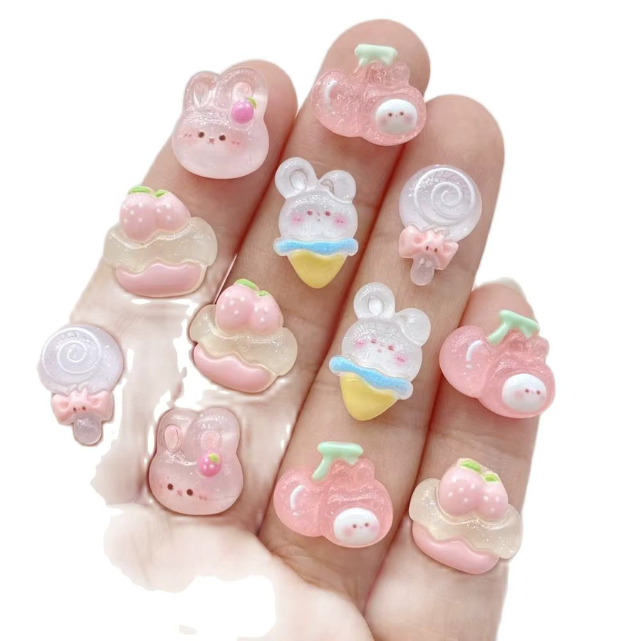 20 Stück Mini-Harz-Figuren, Lollipop, Kuchen, Hasen-Serie, Ornamente - Bild 2
