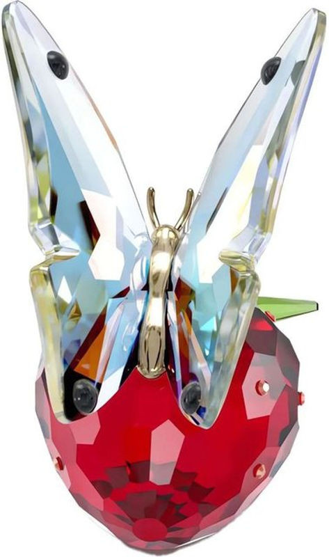 SWAROVSKI Kristallfigur Schmetterling und Erdbeere Dekoration in Rot aus Glas und Metall - Bild 1
