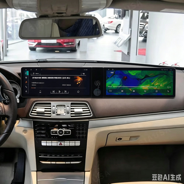 YANFU Android CarPlay Autoradio mit Dual-Screen für Mercedes Benz E-Klasse W212 2009-2015, 25,6 Zoll Multimedia-System mit GPS und DSP, Schwarz - Bild 1