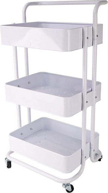 ECHTWERK Servierwagen mit 3 Ebenen und Rollen in Weiß, B/T/H: 43 x 32 x 86 cm - Bild 1