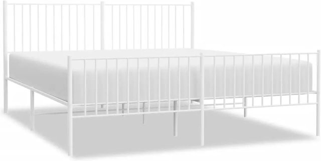 vidaXL Bettgestell aus Metall mit Kopf- und Fußteil in Weiß, B/T/H: 183 x 213 x 90,5 cm - Bild 1