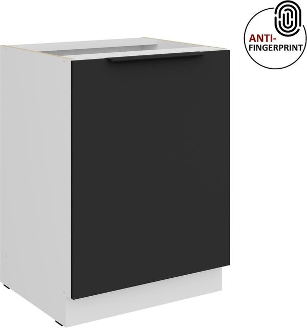Küchenunterschrank ARIA in Schwarz matt mit Anti-Fingerprint-Beschichtung, Breite: 60 cm - Bild 1