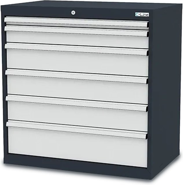 Simplaflex Schubladenschrank mit 6 Schubladen aus Stahlblech in Grau und Anthrazit, B/T/H: 90 x 57,5 x 92 cm - Bild 1