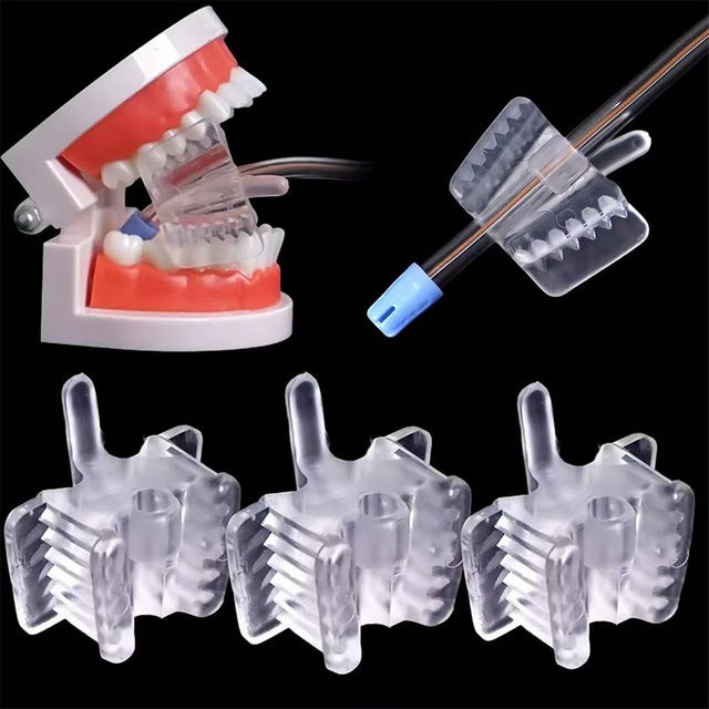 DENTWORLD Dental Biss Block mit Speichel Auswerfer Loch, 5 Stück - Bild 1