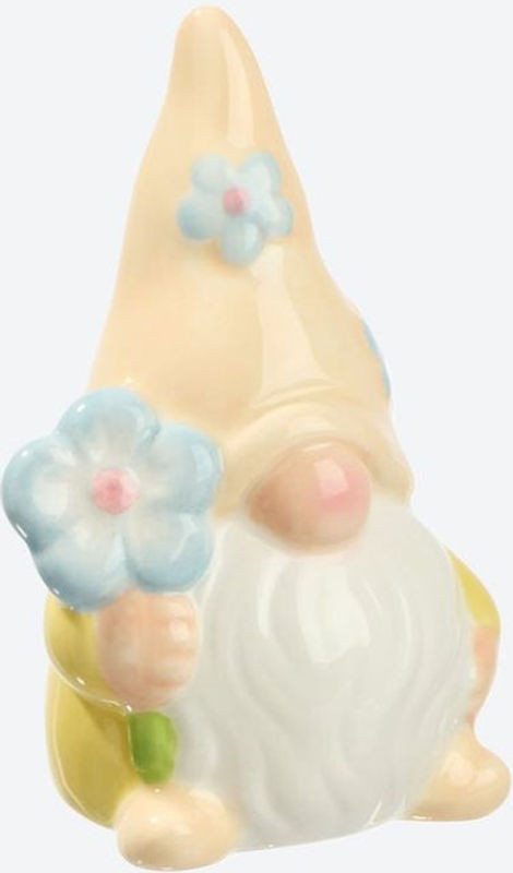 Dekorative Keramik-Figur in Apricot und Mehrfarbig mit floralem Design - Bild 1