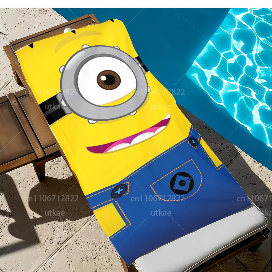 Potdemiel Minions Cartoon Mikrofaser-Strandtuch, sandfreies Handtuch in Gelb für Strand, Yoga und Camping - Bild 2