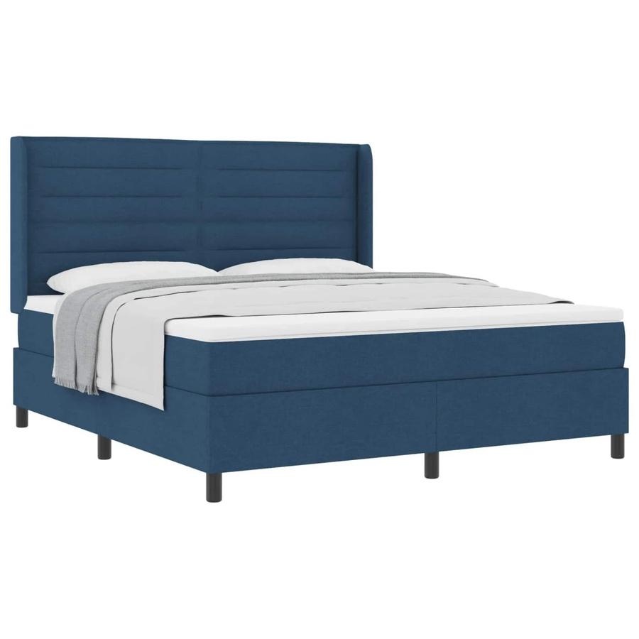 vidaXL Boxspringbett mit Matratze und Kopfteil in Blau, B/T/H: 180 x 200 x 183 cm - Bild 2