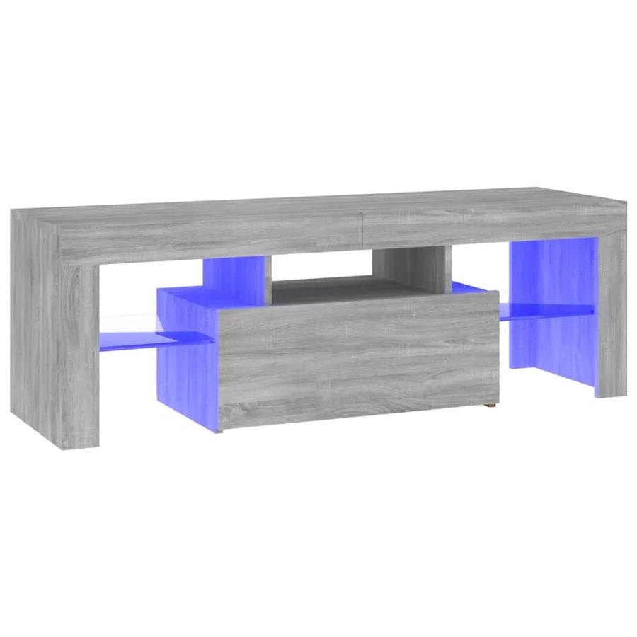 vidaXL TV-Schrank mit LED-Leuchten in Grau Sonoma, modernes Design, B/T/H: 120 x 35 x 40 cm - Bild 2