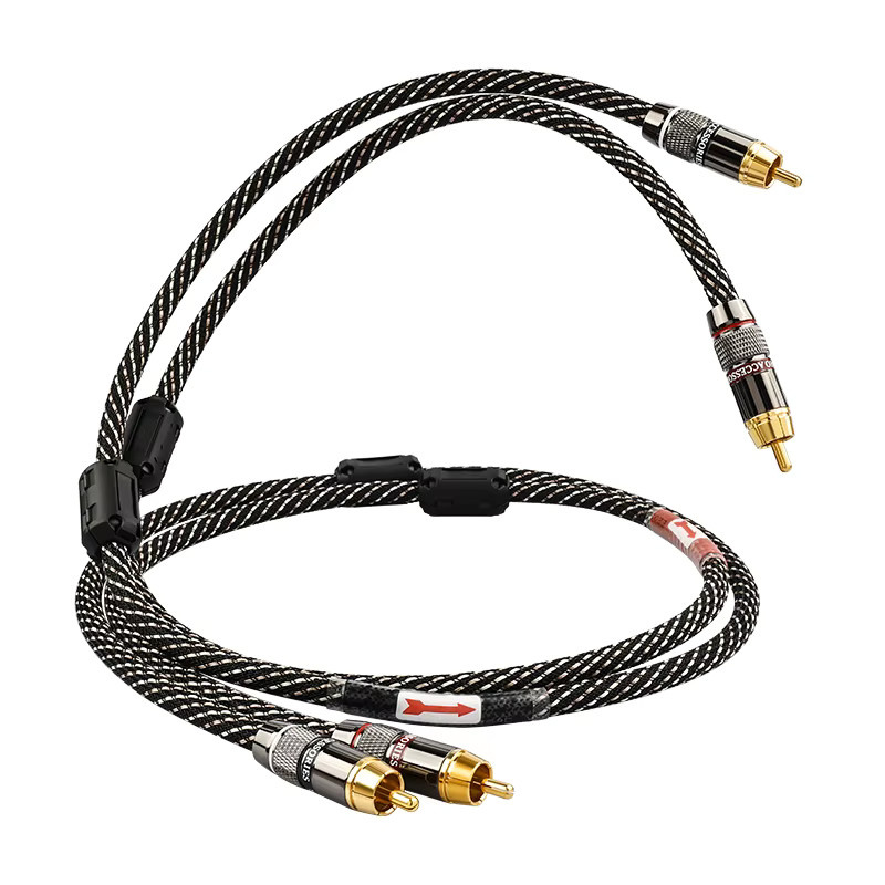 YYTCG HIFI Stereo RCA Audio Kabel 2RCA auf 2RCA mit vergoldeten Steckern in Schwarz und Gold - Bild 2