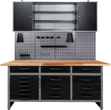 Ondis24 Werkstatt-Set Konny aus Metall in Anthrazit mit Pegboard - Bild 1