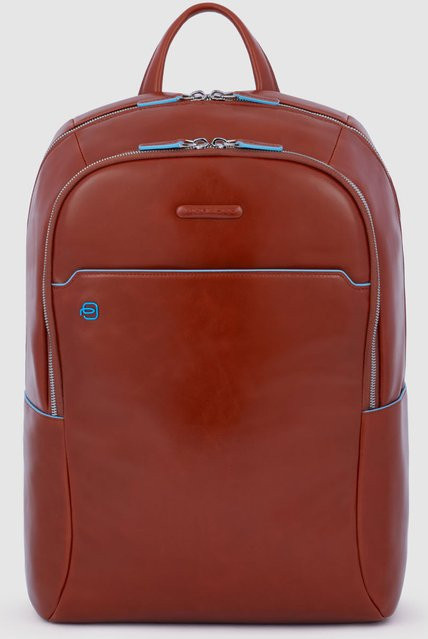 Piquadro Blue Square Kleiner Laptoprucksack für 14 Zoll mit iPad Fach in Cuoio und Blau - Bild 1
