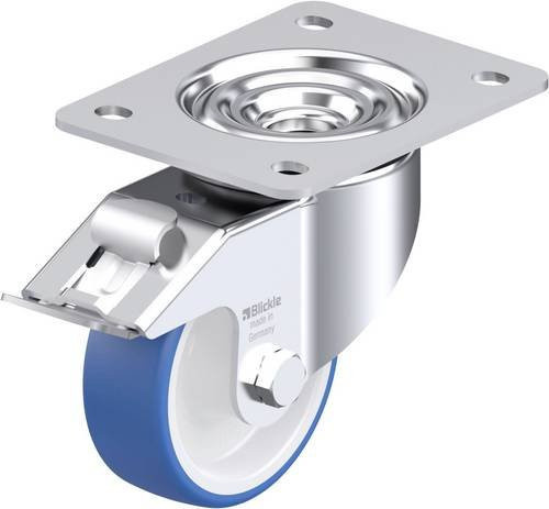 Blickle Stahlblech-Lenkrolle LK-POTHS 100R-3-FI in Blau mit 100 mm Rad-Durchmesser und 200 kg Tragfähigkeit - Bild 1