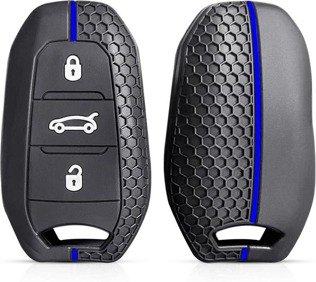 Silikon Schlüsselhülle in Schwarz für Peugeot, Citroen und Opel Autoschlüssel - Bild 1