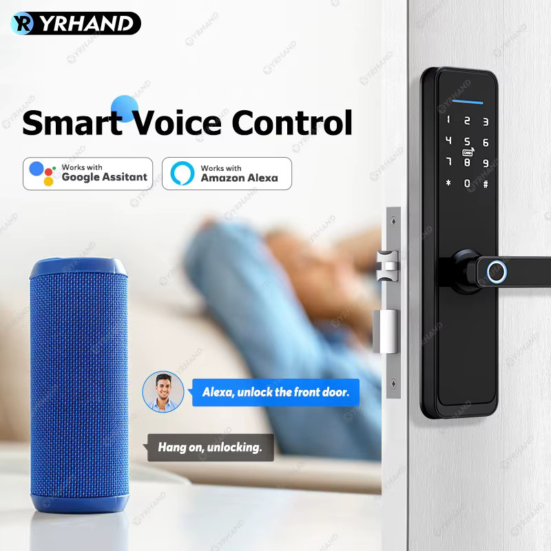 YRHAND Smartes Wifi Türschloss mit biometrischem Fingerabdruck in Schwarz, kompatibel mit Google Home und Alexa - Bild 4