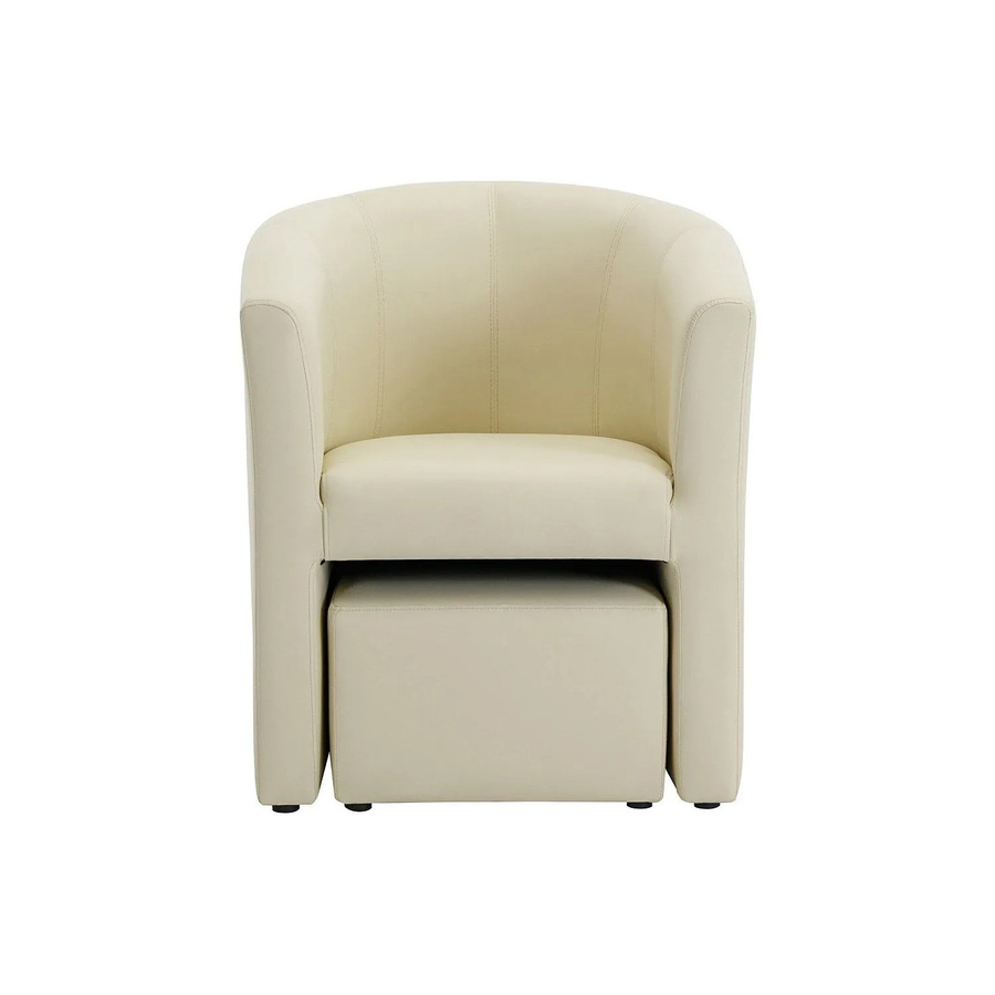 Vente-unique Sessel Jovana mit gerader Rückenlehne und Ottomane in Beige aus Kunstleder, Breite: 65 cm - Bild 2