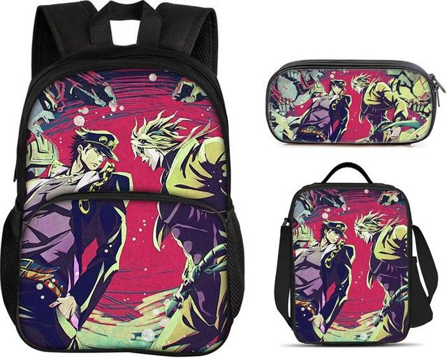 JoJo's Bizarre Adventure 3er Set aus Rucksack, Federtasche und Eisbeutel von Fancy Style Studio in Multicolour aus Nylon - Bild 1