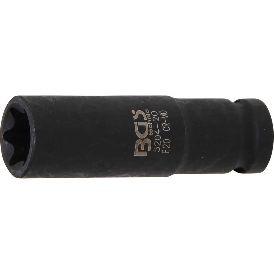 BGS Kraft-Steckschlüssel-Einsatz E-Profil tief 5204-20 mit 12,5 mm (1/2 Zoll) Antrieb und SW E20 mm - Bild 2