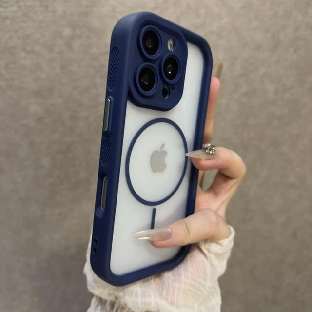 Tuiying002 MagSafe Handyhülle mit mattem Finish und Stoßschutz für iPhone 11 bis 17 Pro Max Plus Air in Grau und Transparent - Bild 1