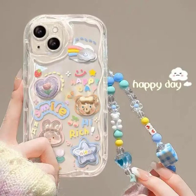 Transparente Samsung Handyhülle mit 3D Rosa Blume und Handykette für Samsung Galaxy S26 S25 S24 S23 Ultra FE A55 A54 A15 5G - Bild 1