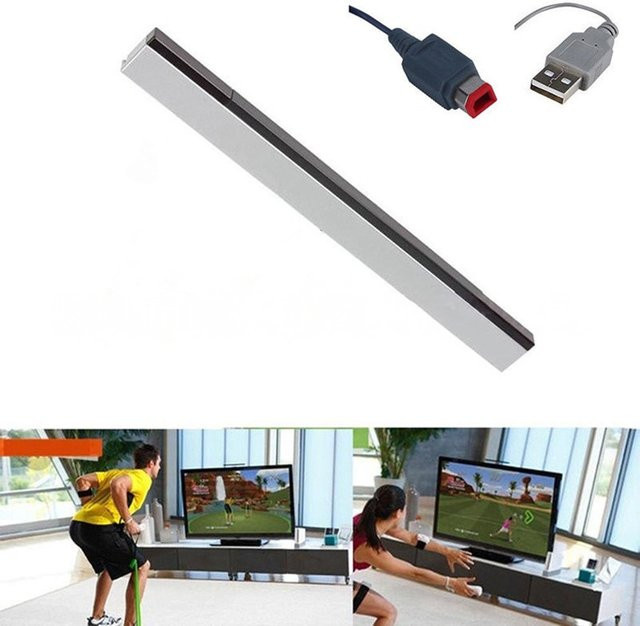 OULLX Infrarot-Sensor für WII U Fernbedienung, kabelgebundener IR-Empfänger für die Verbindung mit der Konsole und dem TV - Bild 1