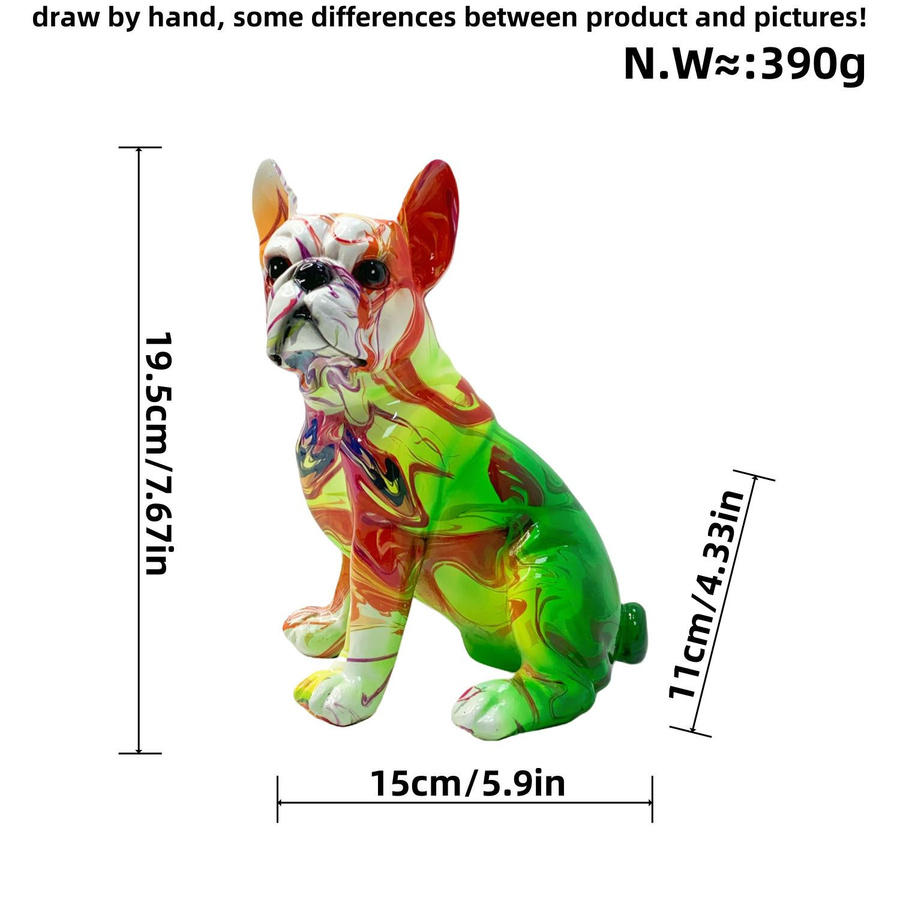 Yiran Furniture Moderne Bulldogge Deko-Figur aus Kunstharz mit Farbverlauf in Multicolour, Höhe: 11,0 cm, Breite: 19,5 cm, Tiefe: 11,0 cm - Bild 1