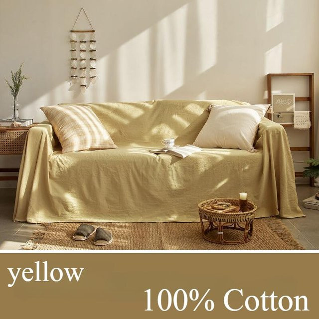 Sofa Überwurf aus 100% Baumwolle von Your Warm Home in Gelb, B/T: 180 x 300 cm - Bild 1
