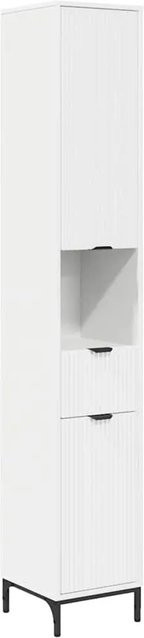 vidaXL Badezimmerschrank Weiß mit Türen und Schubladen, B/T/H: 31,5 x 33 x 190 cm - Bild 1