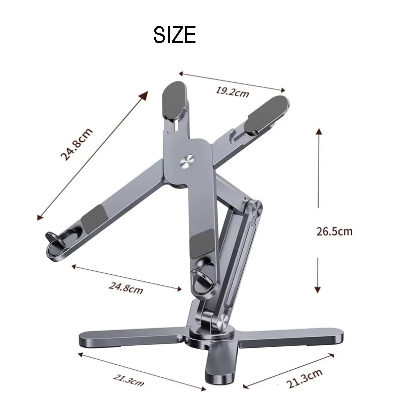 YASOKO Faltbarer Laptopständer mit 360 Grad Rotation aus Aluminiumlegierung in Silber und Grau für 10 bis 17 Zoll Notebooks - Bild 2