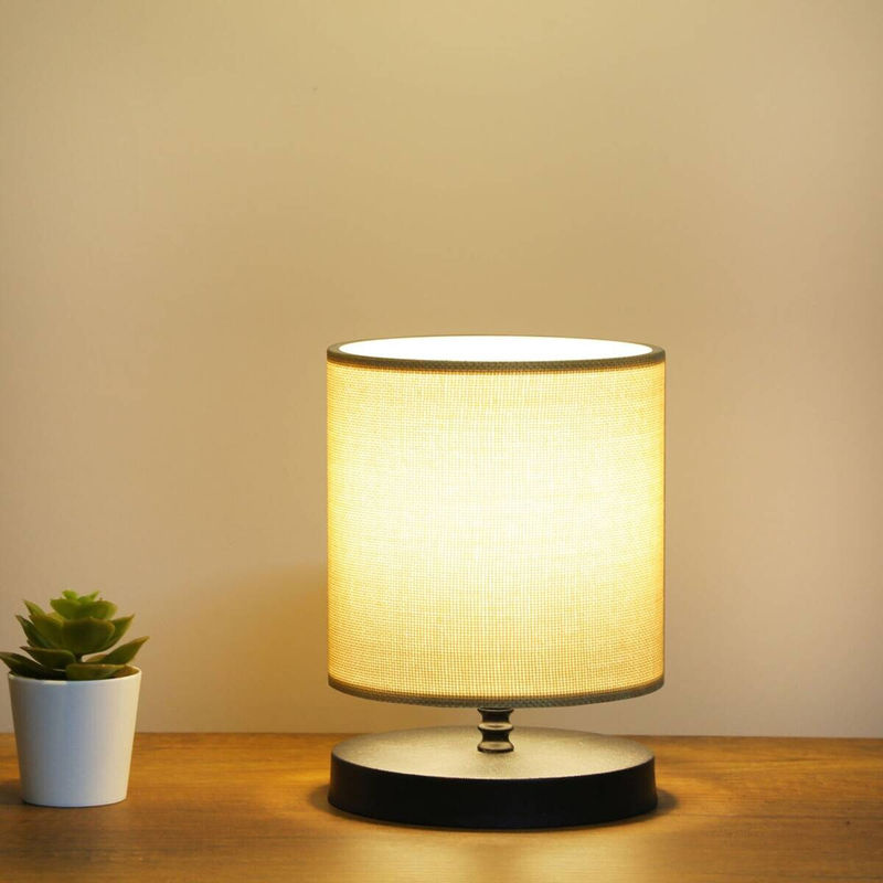 Opviq Tischleuchte sandbeige aus Stoff und Kunststoff, B/T/H: 15 x 15 x 22 cm, E14 Fassung - Bild 2