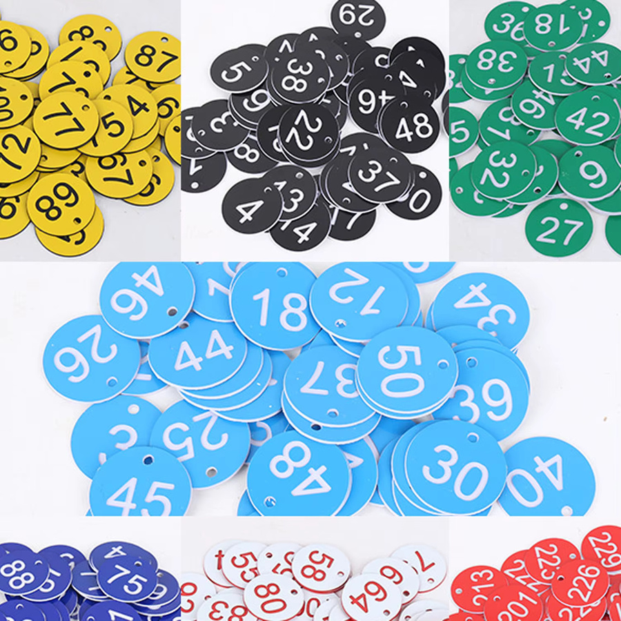 50 Stück runde Nummernschilder aus weißem ABS-Kunststoff mit Gravur 1–50 als ID-Tags und Schließfachetiketten - Bild 2