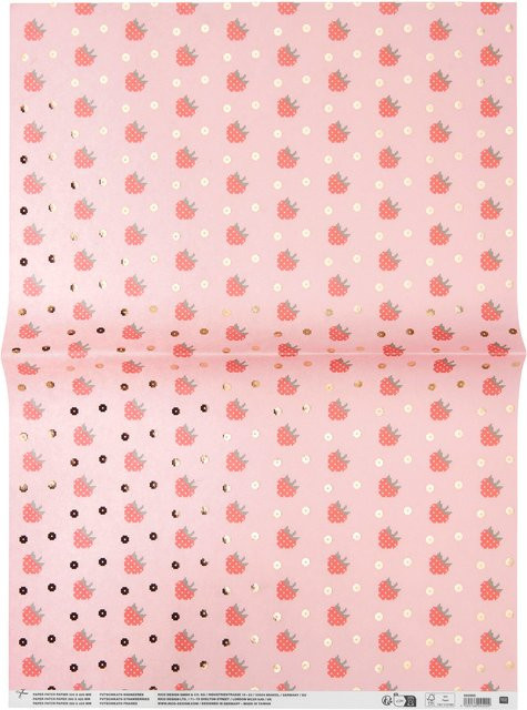 Rico Design Paper Patch Papier mit Erdbeeren in Pink - Bild 1