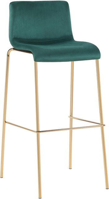 CLP Barhocker Hoover mit Samtbezug und Metallgestell in Gold-Optik - Bild 1
