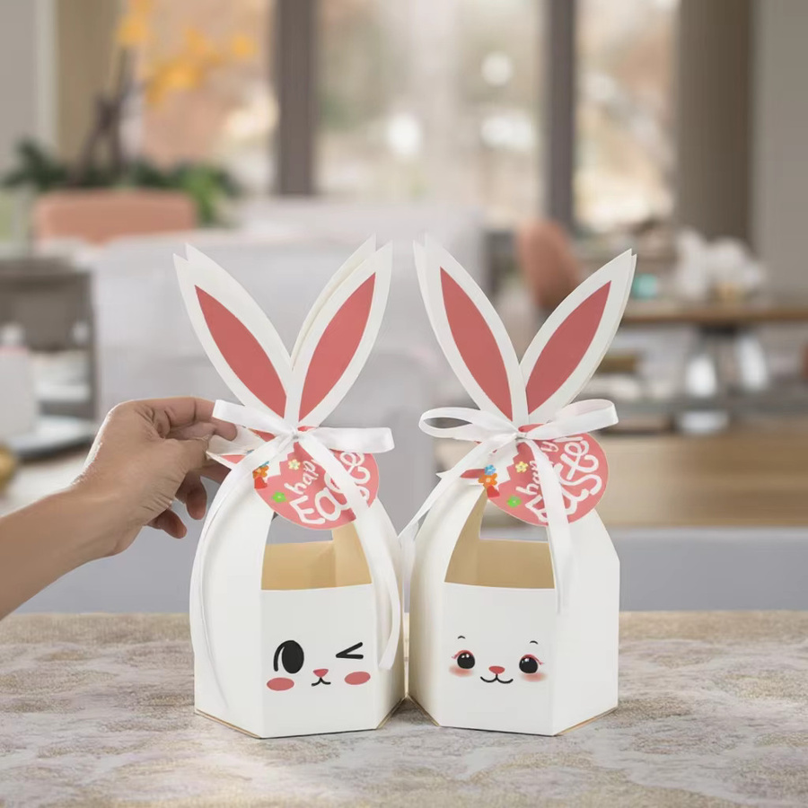 12 Stück Oster-Geschenkboxen aus Kraftkarton mit Hasenohren in Braun für Süßigkeiten und Frühlingsfest - Bild 2