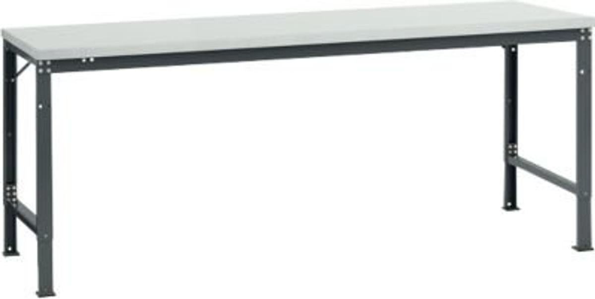 Manuflex Arbeits-Grundtisch UNIVERSAL Spezial höhenverstellbar mit Melaminplatte in Anthrazit und Lichtgrau, B/T/H: 200 x 100 x 72,2-102,2 cm - Bild 2