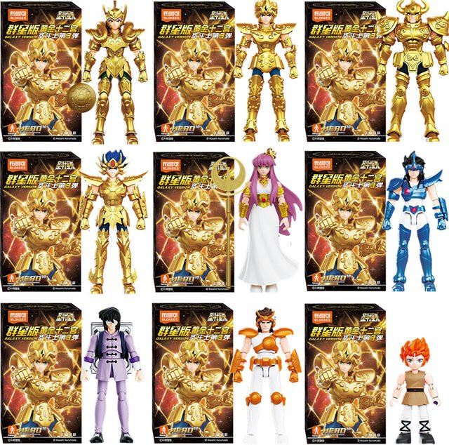BLOKEES Saint Seiya Gold Saint V03 Galaxy Version Athena Aiolos Mu Aiolia Milo Aldebaran Shaka Dohko, Actionfigur - Bild 1