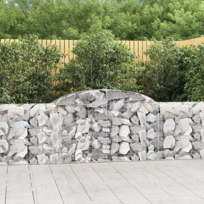 Vidaxl Gabionen mit Hochbogen aus verzinktem Eisen in Silber, 13 Stück, B: 300 cm, T: 30 cm, H: 80/100 cm - Bild 1