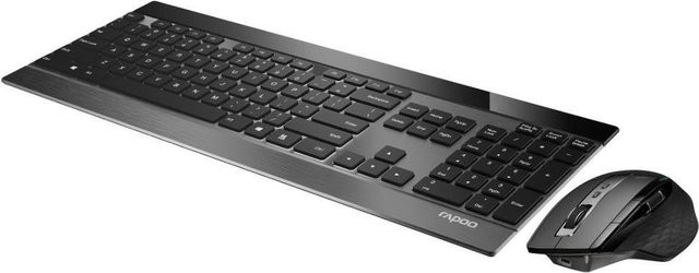 Rapoo 9900M Kabelloses Tastatur-und-Maus-Set mit Bluetooth und 2.4 GHz Multi-Mode Desktop Combo in Schwarz mit QWERTZ Layout - Bild 1