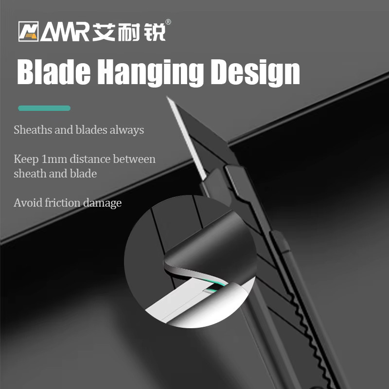 AMR Allzweckmesser aus Aluminiumlegierung in Schwarz mit 18mm Carbonstahl-Snap-Off-Klinge und Bruchschneider - Bild 3