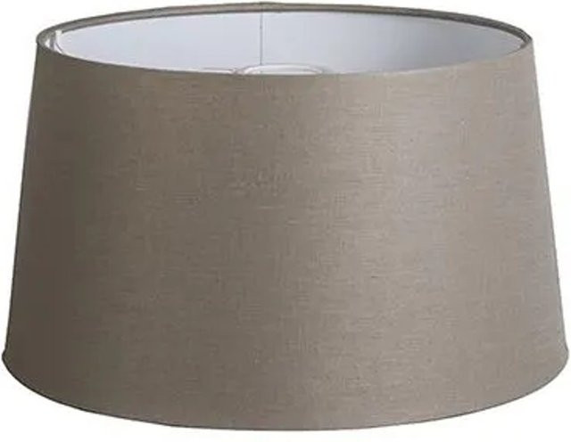 QAZQA Leinenschirm Taupe Rund Abgeschrägt mit E27 Fassung, Farbe: Beige, Durchmesser: 35 cm, Höhe: 18 cm - Bild 1