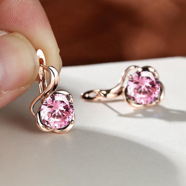 Junxin Ohrringe, Rose Gold Farbe, Blau, Damen - Bild 1