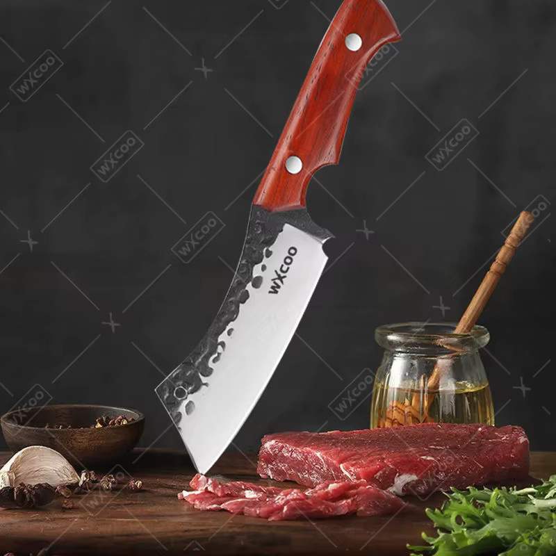 WXCOO Metzgermesser aus Kohlenstoffstahl mit Holzgriff als vielseitiges Küchenmesser für Fleisch, Geflügel und Grill - Bild 3