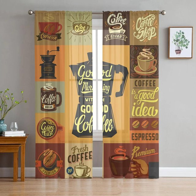 Yiran Furniture Transparent Voile Tüllvorhang mit Punktmuster für Wohnzimmer, Schlafzimmer und Küche, Breite: 135 cm, Höhe: 115 cm - Bild 1