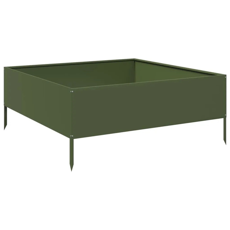 vidaXL Hochbeet aus Stahl in Olivgrün, B/T/H: 100 x 100 x 25 cm - Bild 2
