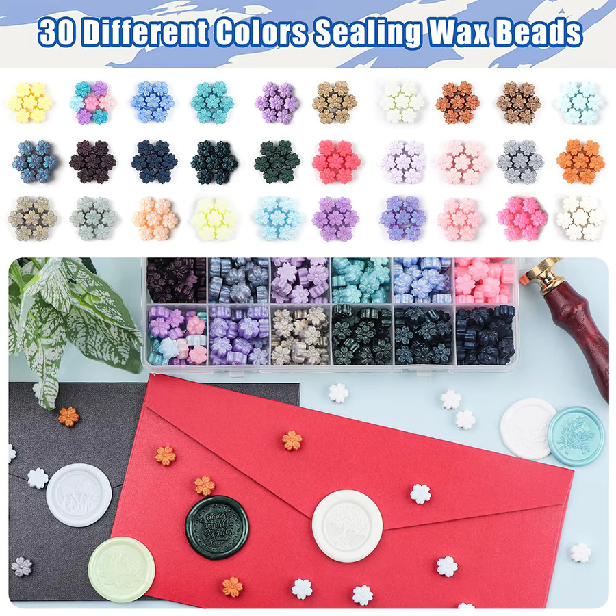 100 Stück Kirschblüten-Siegelwachsperlen in Multicolour für Hochzeitseinladungen und Wachssiegelstempel - Bild 2