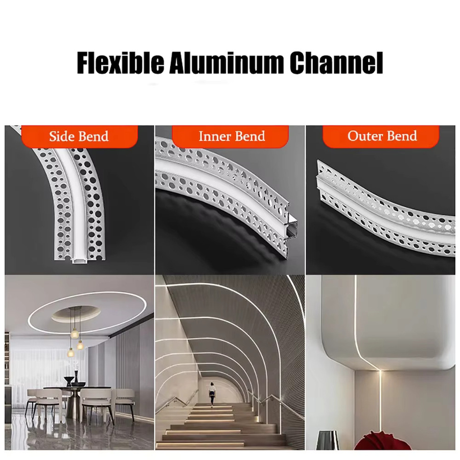 Khelse Biegbares LED Aluminium Profil in Silber mit Warmweißem COB Licht für Moderne Decken- und Wandgestaltung - Bild 3