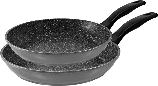 Stoneline Pfannenset 2-teilig in Grau mit Antihaftbeschichtung und Steinpartikeln, Induktionsgeeignet und Backofengeeignet, Durchmesser: 20 cm und 28 cm - Bild 1