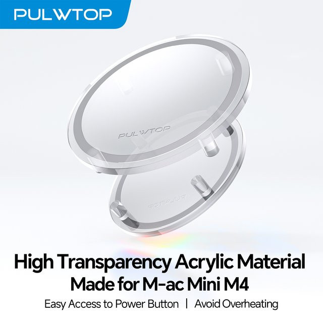 PULWTOP Klarer Acryl-Schreibtischständer für Mac Mini M4 und M4 Pro in Transparent mit rutschfester Basis und einfachem Zugriff auf den Ein/Aus-Knopf - Bild 1