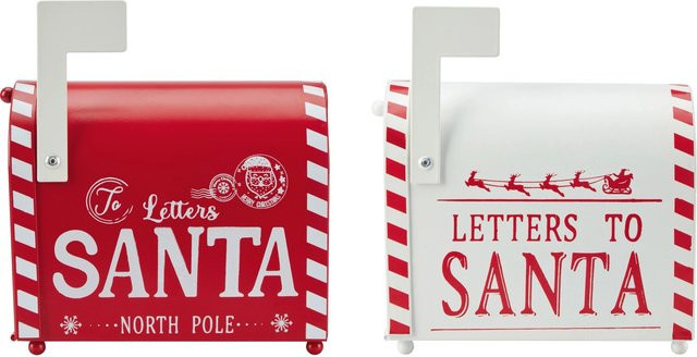 OBI Weihnachtsdeko Briefkasten aus Metall in Rot-Weiß, Tischdeko - Bild 1